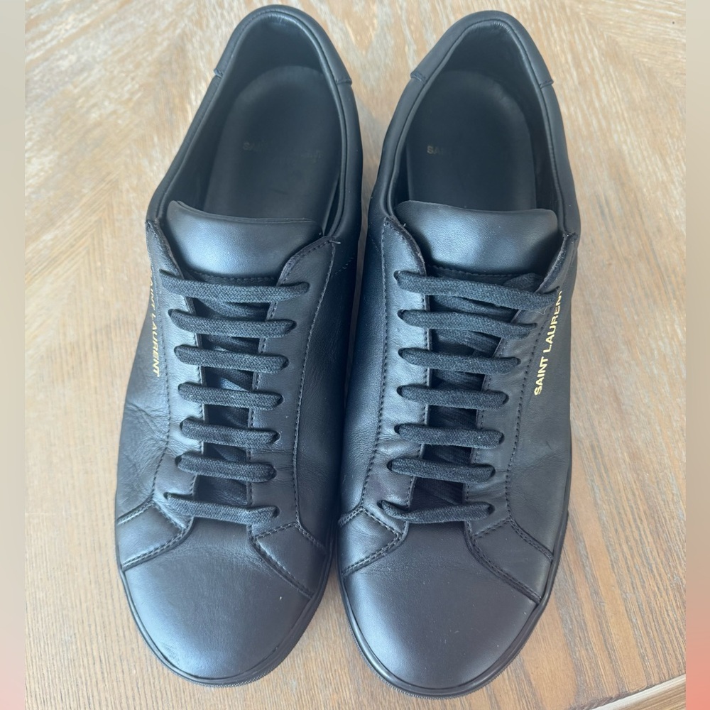 SAINT LAURENT
Andy Moon Logo-Print Leather Sneakers